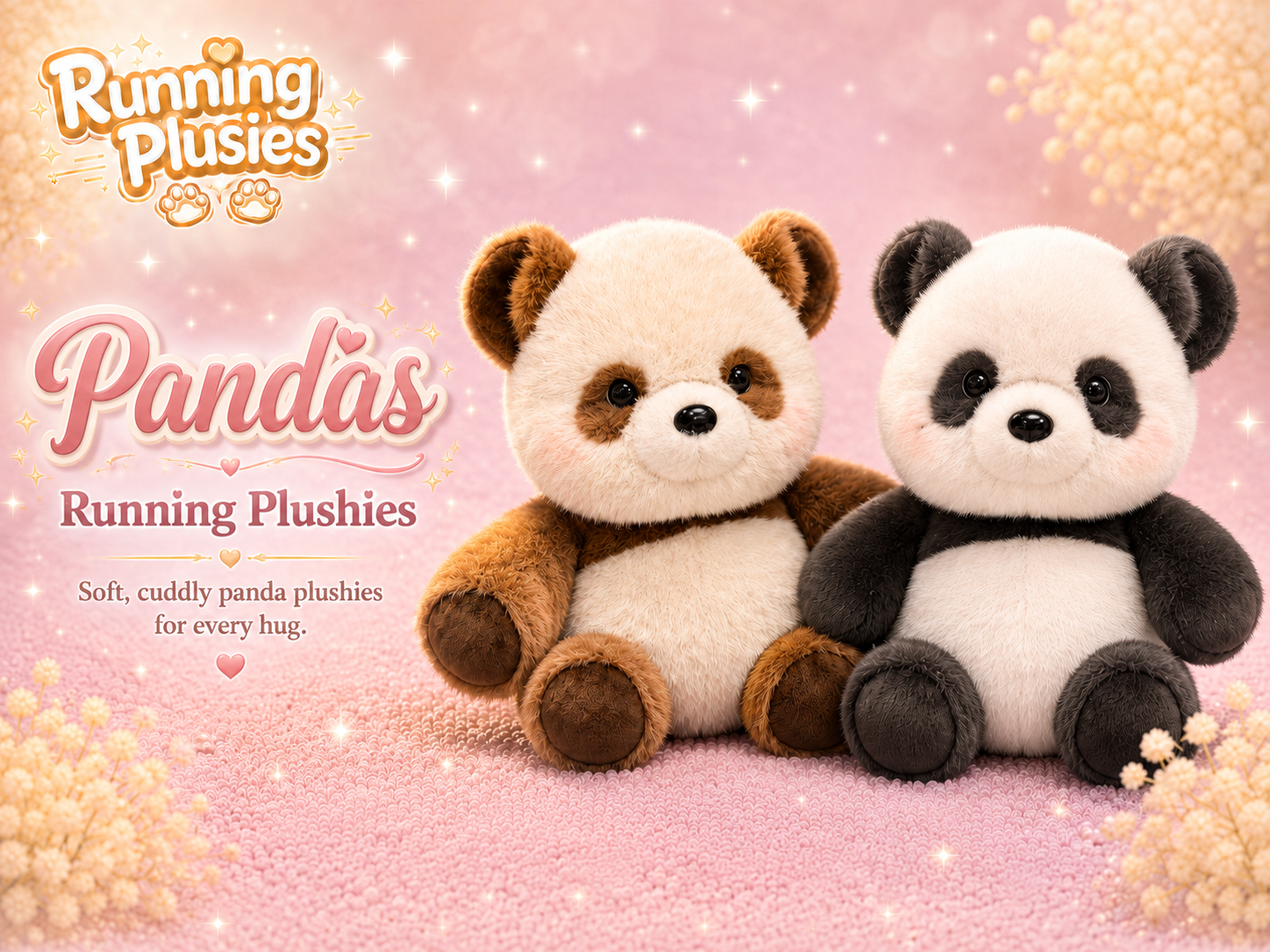 Pandas Running Plushies